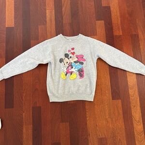 Disney’s Gray Sweatshirt with Mickey and Minnie Mouse Print. Vintage look.
